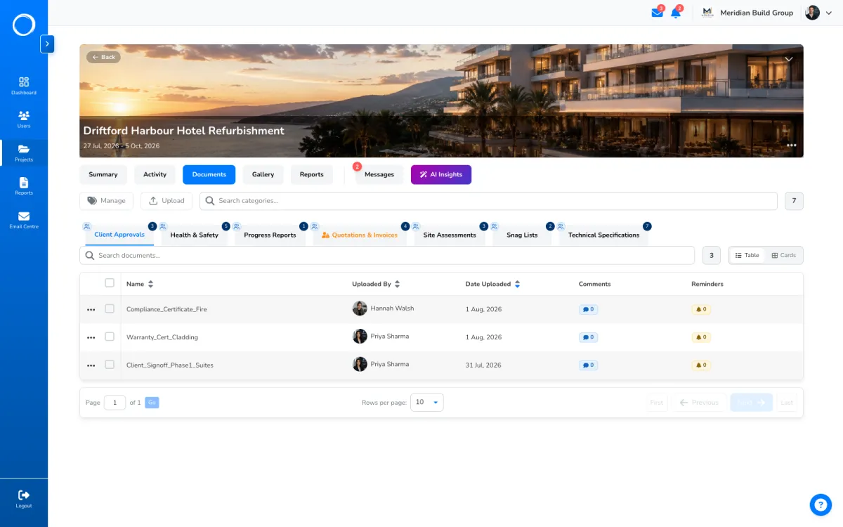 The document library in Portal Worx