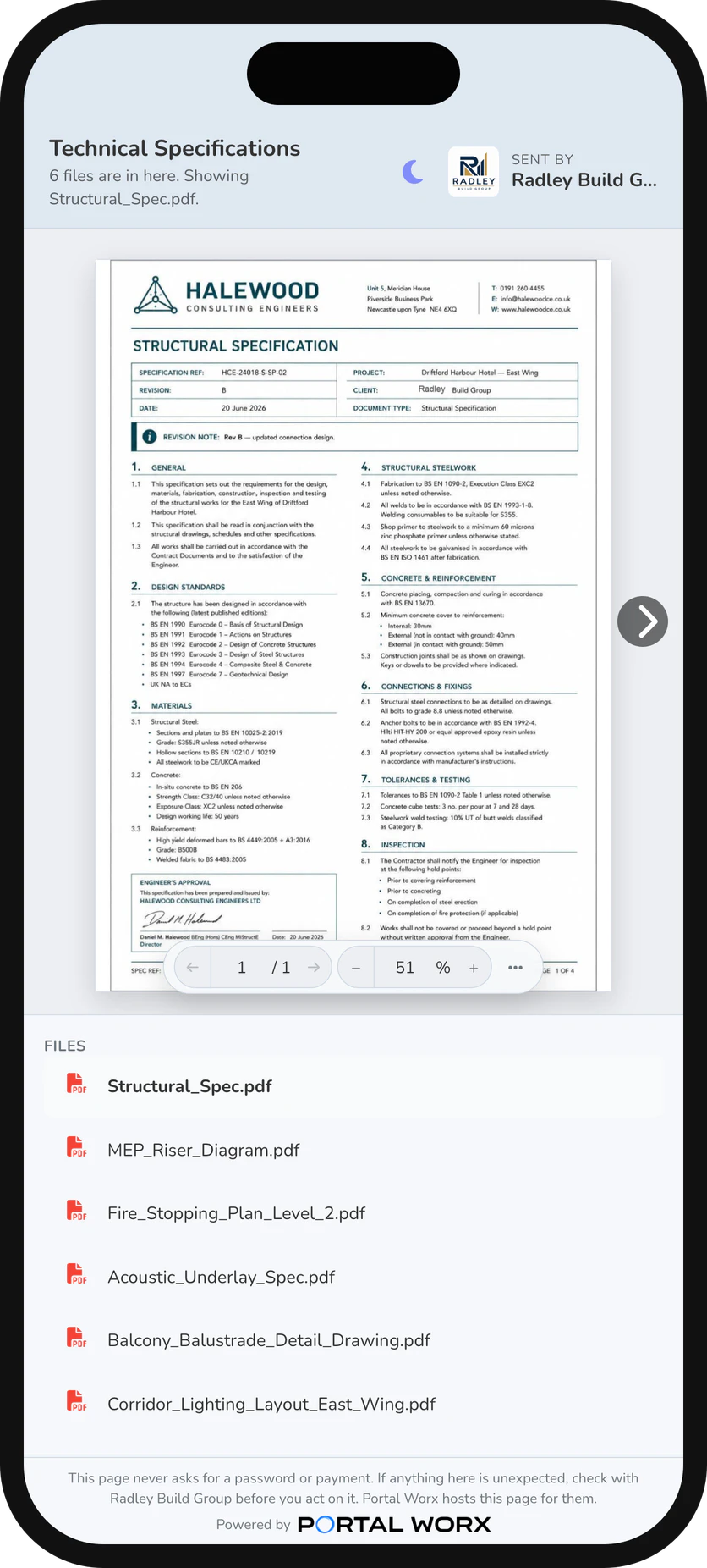 The shared folder on a phone, as the person opens it: the files, no account, no app